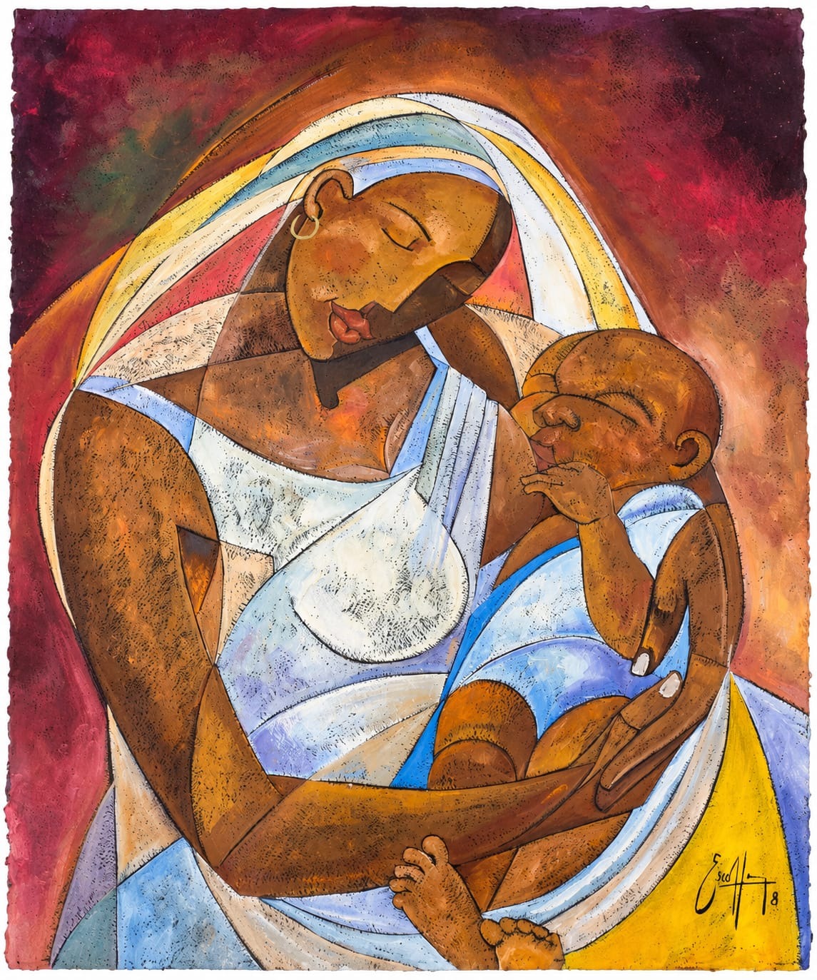 Held in Love by Michael Escoffery — Oil on paper