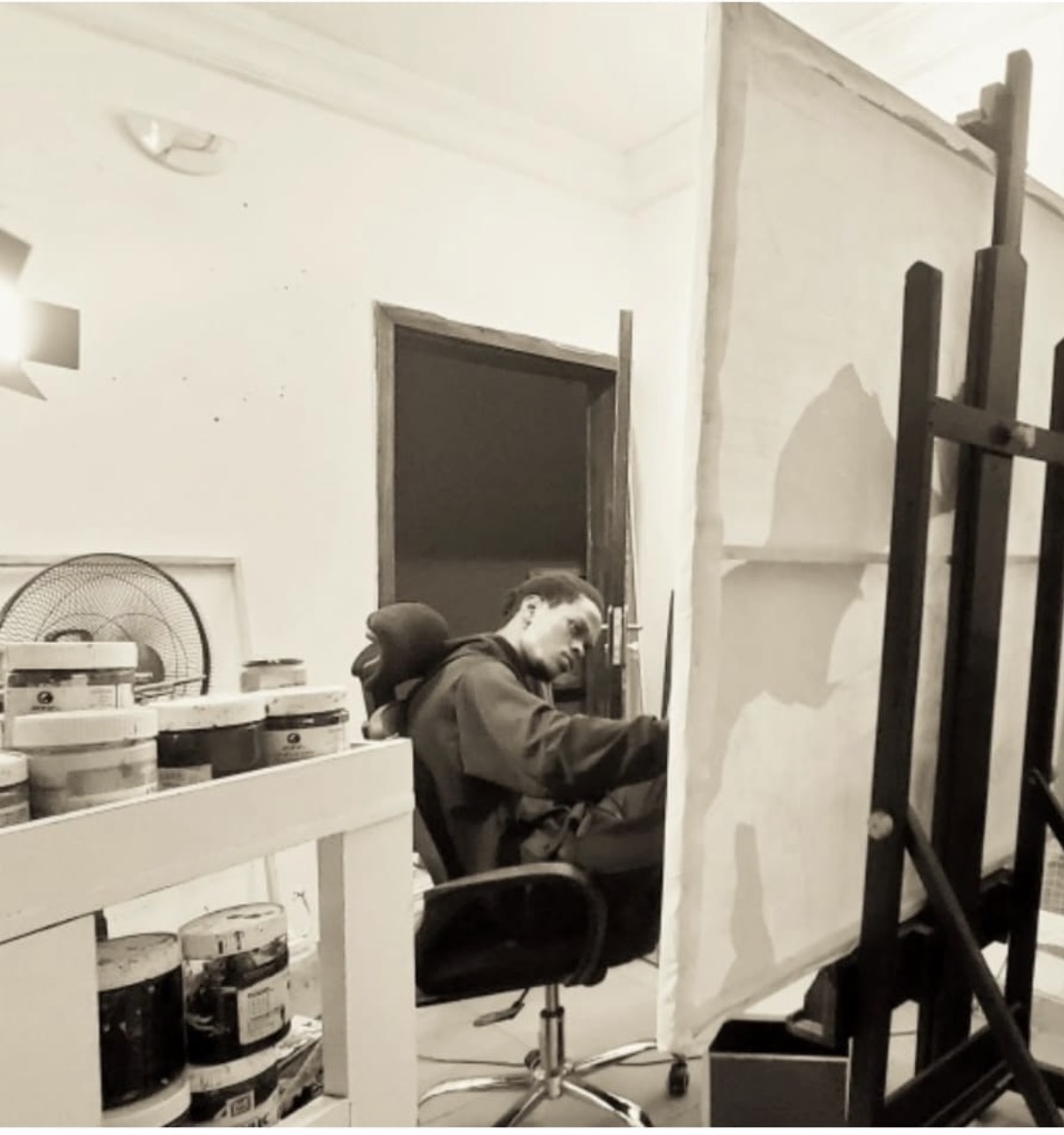 Tim Light at work in his studio