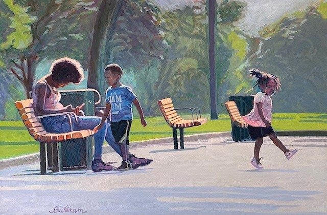 Park Bench by David Buttram — Oil on canvas