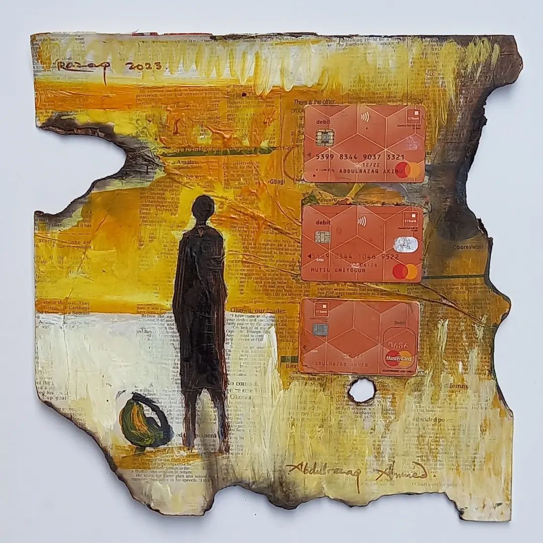 Credit Card I by Abdulrazaq Ahmed — Mixed media on paper