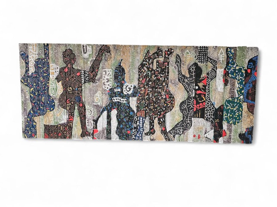Procession of Spirits by Samuel Alfa — Mixed Media on Wood