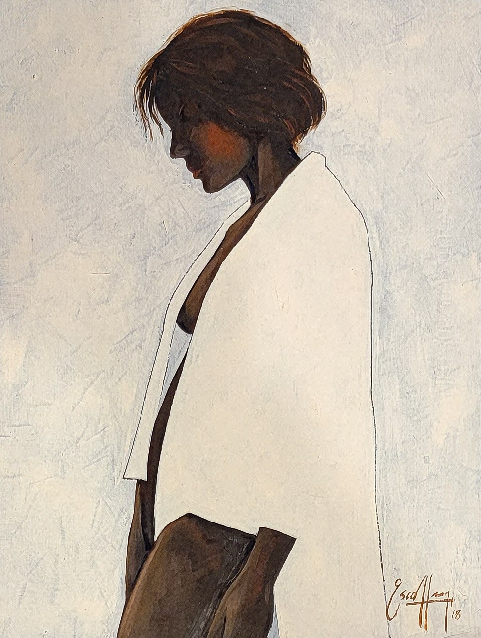 Woman In White by Michael Escoffery — Oil on paper