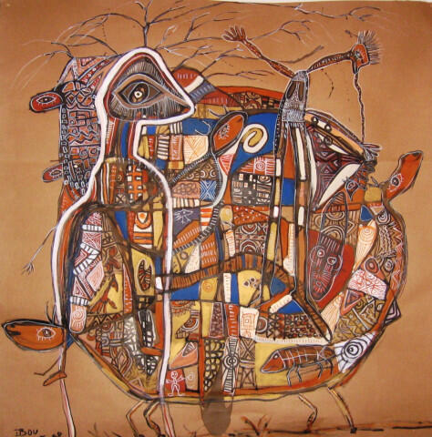 Djiawji universe by Ibou Ndoye for sale at Framed Gallery.